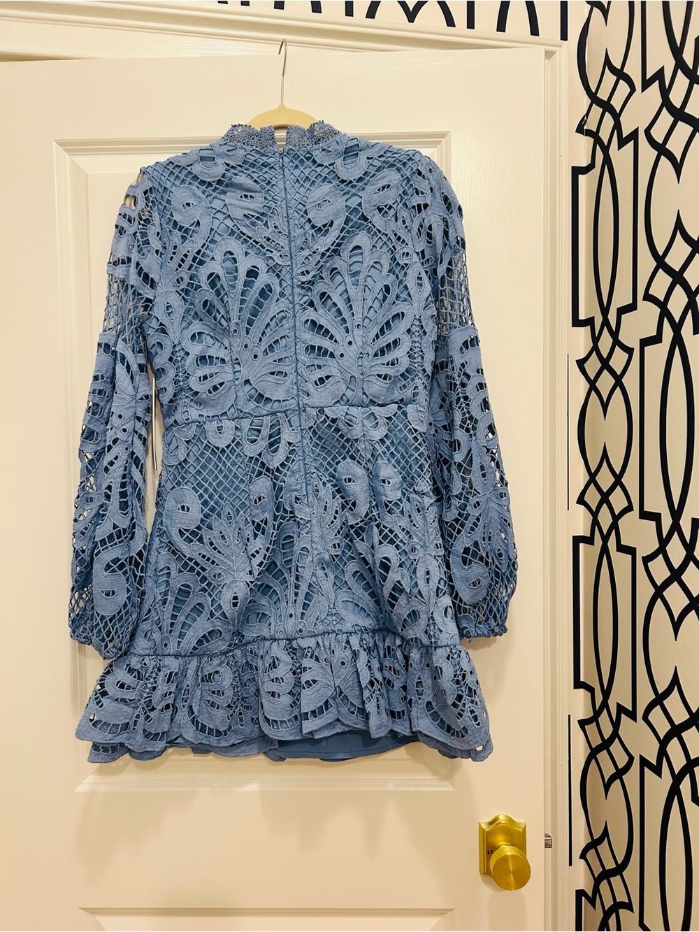 Blue Lace Crochet Peplum Tunic dress - Bloomingdales -Aqua